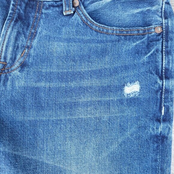 Men's Aero Slim Straight  Distressed Denim Blue Jeans Sz 30x32 - Picture 10 of 15